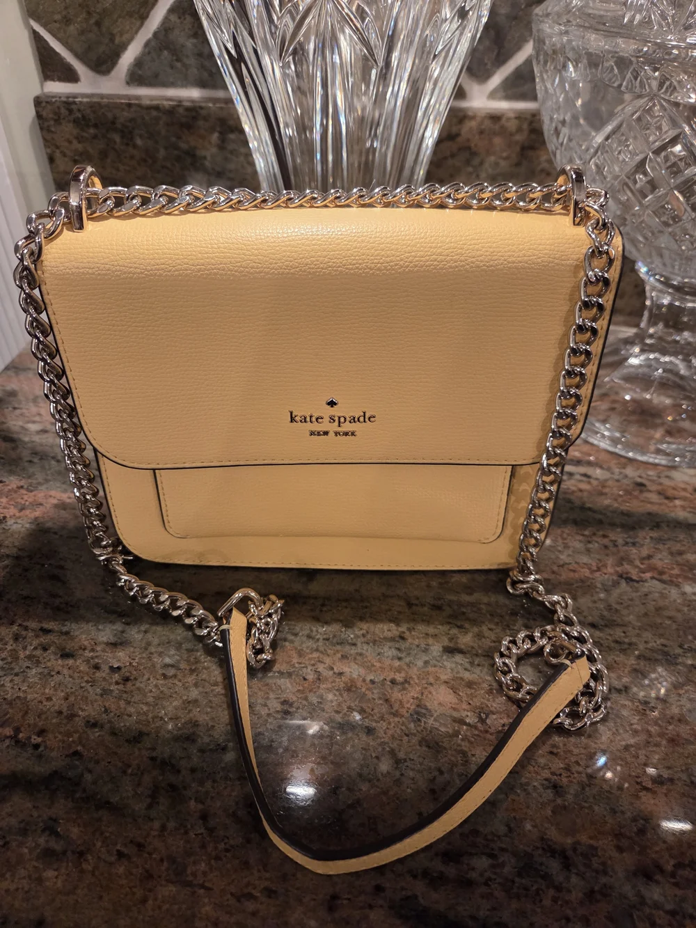 kate spade Yellow Leather Crossbody with Silver Chain